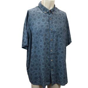 ECOTHREADS - MEN'S XLARGE - BLUE SHORT SLEEVE COLLARED BUTTON UP SHIRT